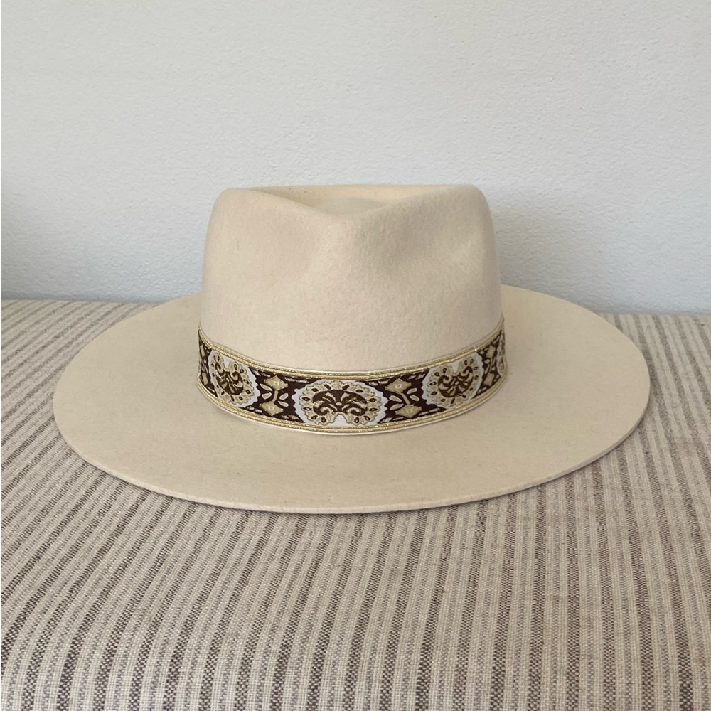 Lack Of Color Hat the Beverly White with Brown Lace